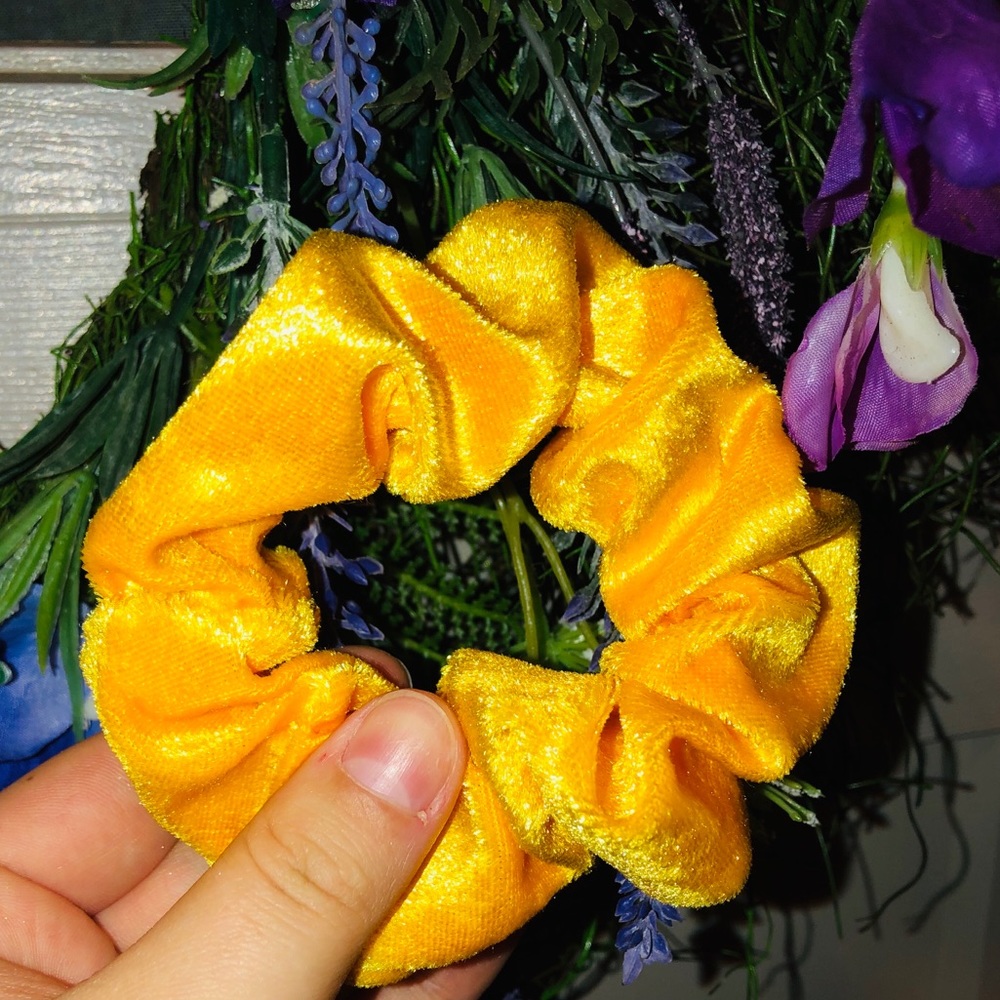 Yellow Velvet Scrunchie
